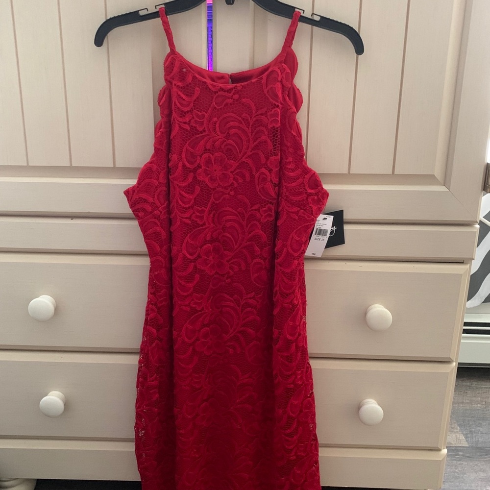 Red lace dress